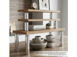 Ø42 Metal Raf Ara Bağlantı Aparatı - 50 cm - Krom Kaplama- 4 ADET