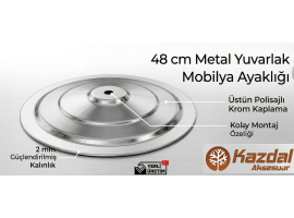 48 cm Metal Yuvarlak Mobilya Ayağı - 2 mm Kalınlık -  10 Adet